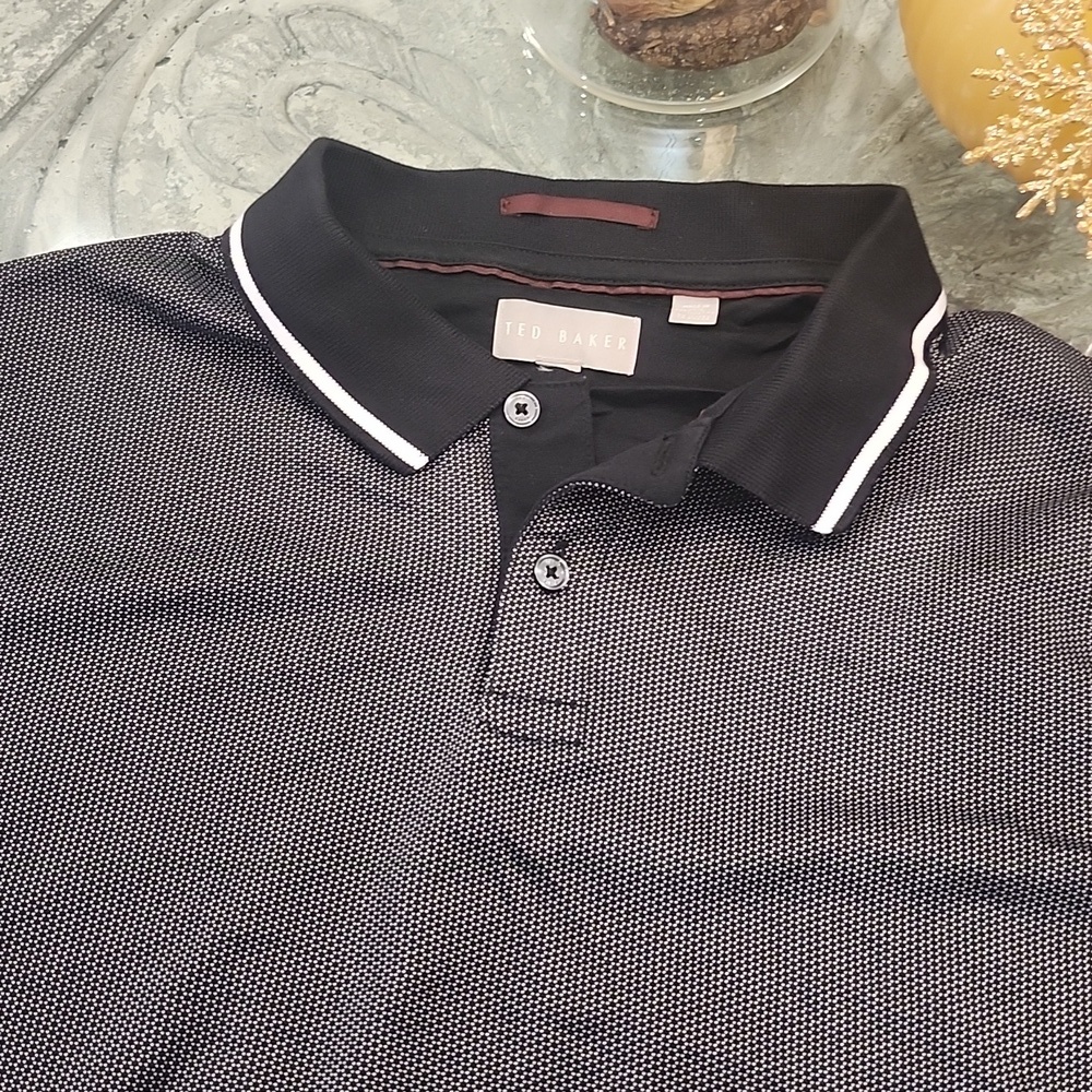 Ted Baker Black Polo Golf Shirt Classic Knit XL